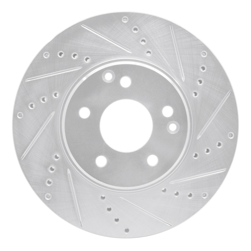 Chrysler CrossFIRE Brake Rotor (1) - Front Right - R1 Concepts - Drilled & Slotted - Silver - `96-`11